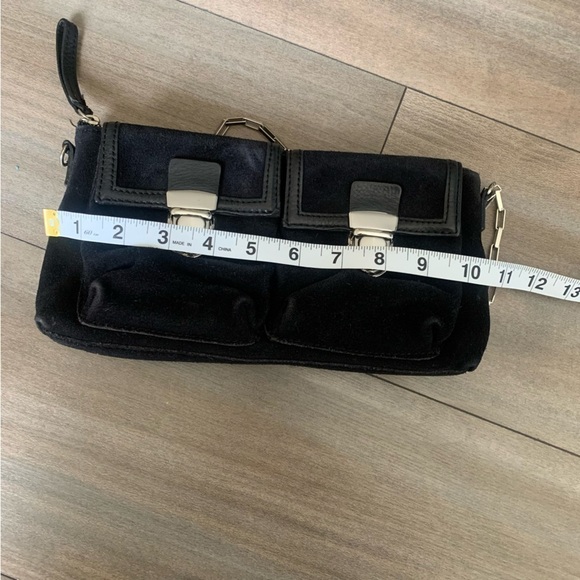 Vtg 90s Y2K Banana Republic genuine suede double pocket baguette mini purse - Picture 4 of 6